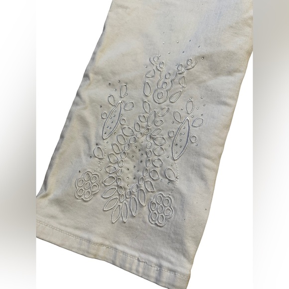 FDJ French Dressing Jeans White Cropped Pants Size 6 Olivia Embellished … - Picture 9 of 9